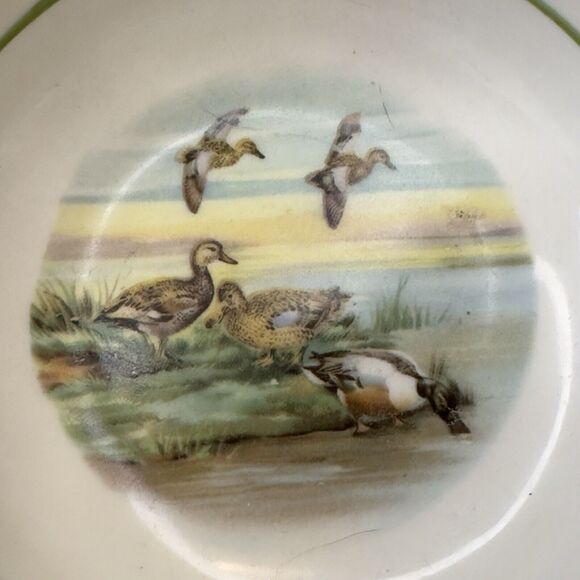 HYALYN POTTERY Porcelain 621 Ashtray Vintage Mallard Ducks 5.25" square - Picture 2 of 12